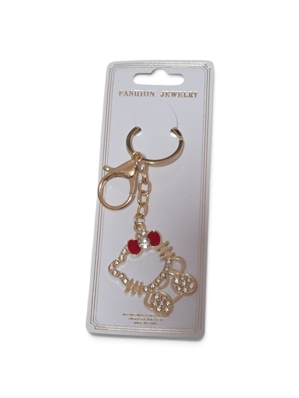 Fashion Jewelry Gold-tone Red Bow Crystal HK Keychain
